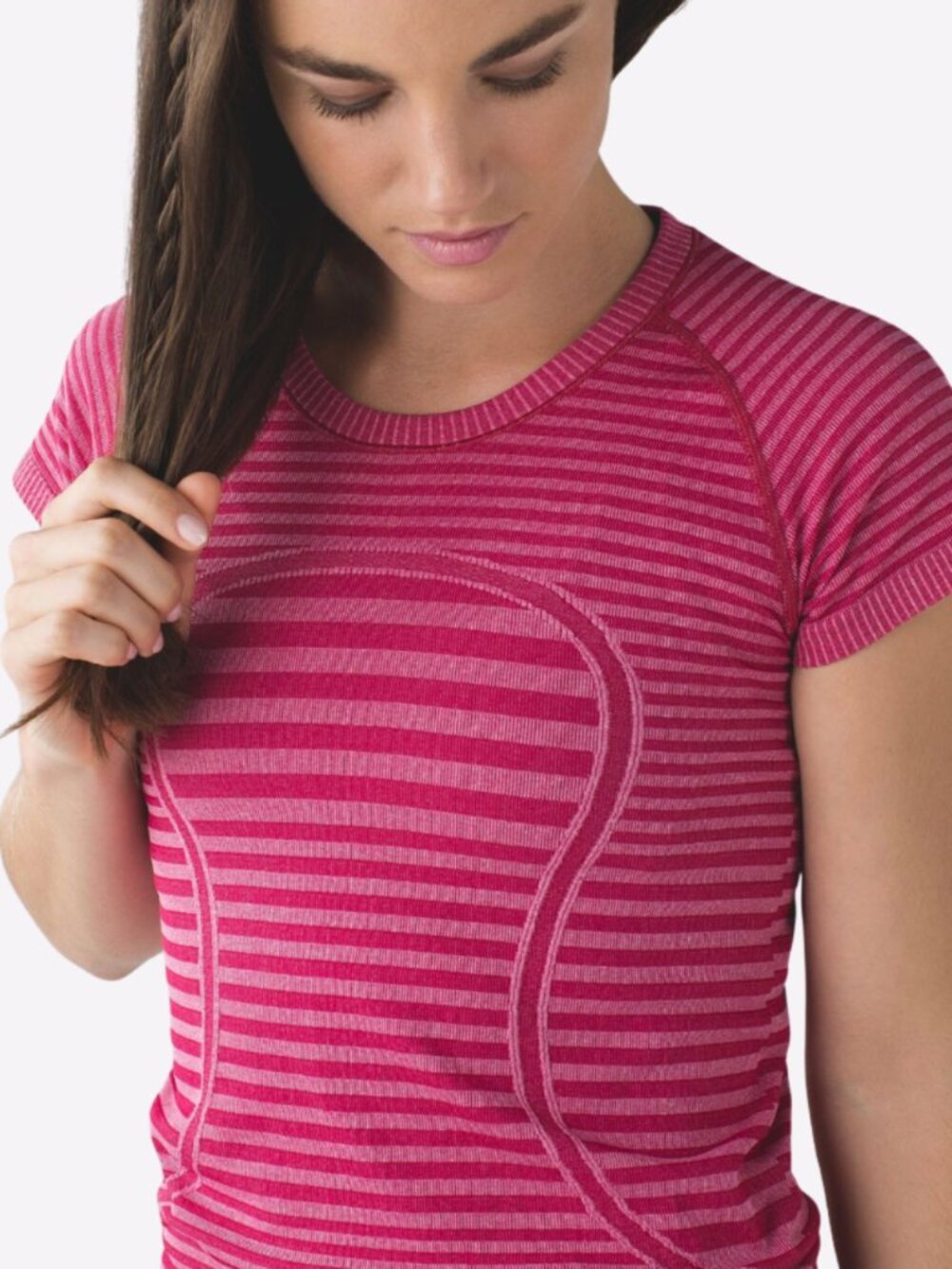 Lululemon Swiftly Tech Short Sleeve Heathered Berry Rumble Pink Striped Sz 6